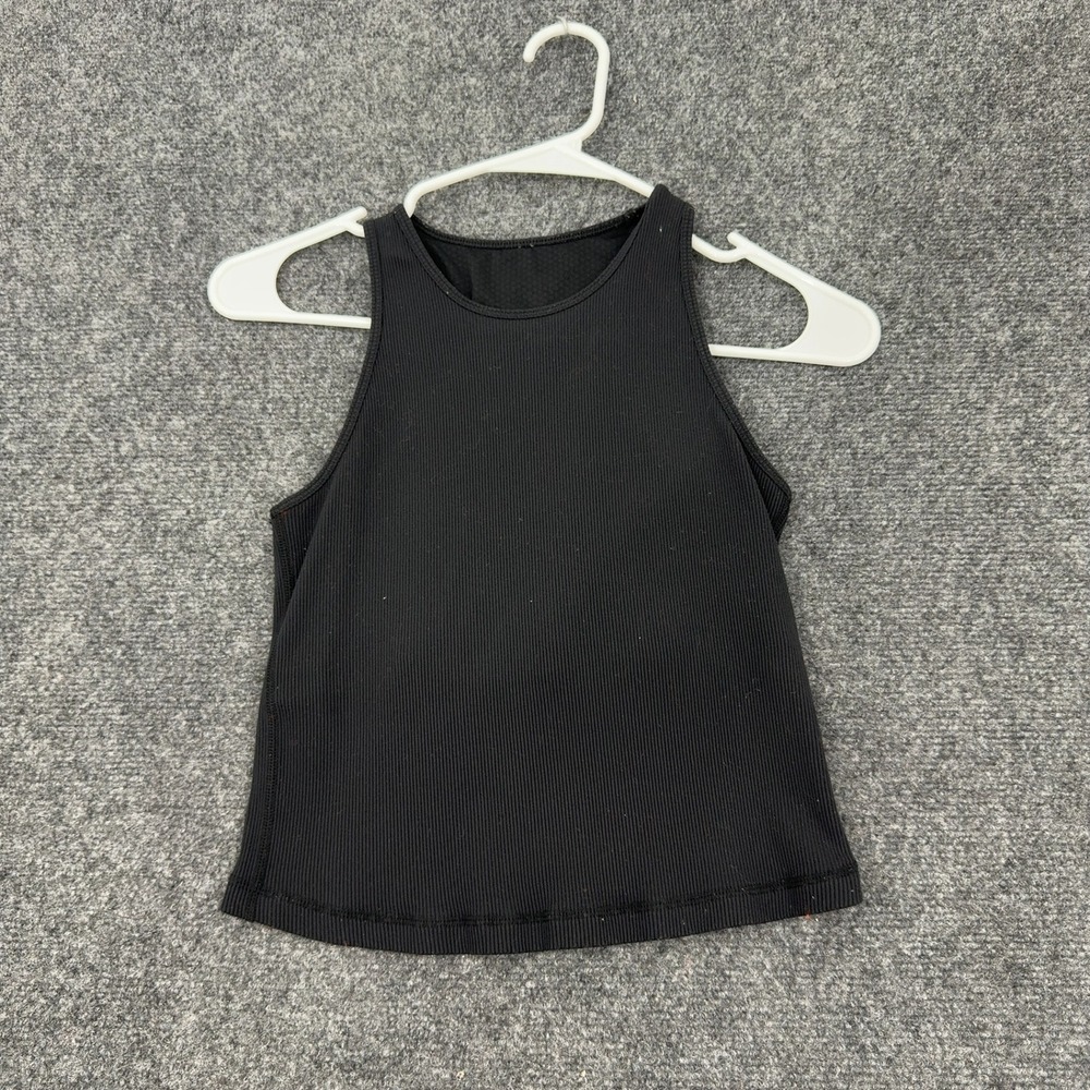 Vuori Tank Top Womens Black Ribbed High Neck Athletic Style